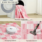 Terrug Pink Runner Rugs for Kitchen, 2x6 Checkered Area Rug Washable - Image 7