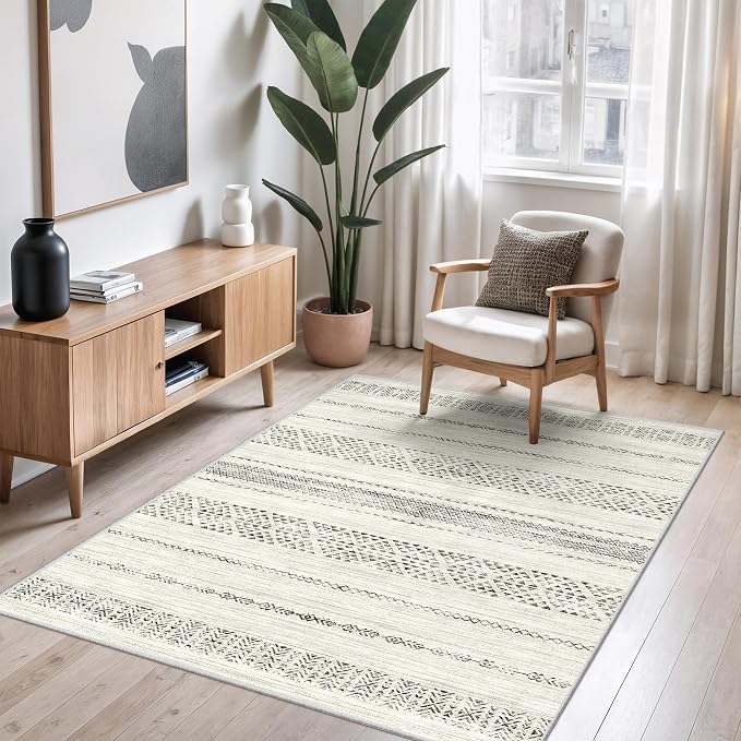 Miukiki 4x6 Area Rug for Living Room Moroccan Washable Rugs Non Slip Indoor - Image 7