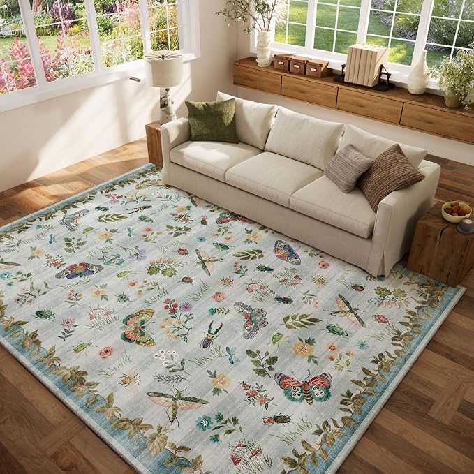 Machine Washable Rugs for Living Room: 6x9 Area Rugs Stain Resistant Non Slip - Image 8