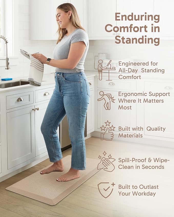 Ophanie Kitchen Mats for Floor, 3/4 Inch Thick, 20x39 Anti Fatigue Cushioned Mat - Image 3