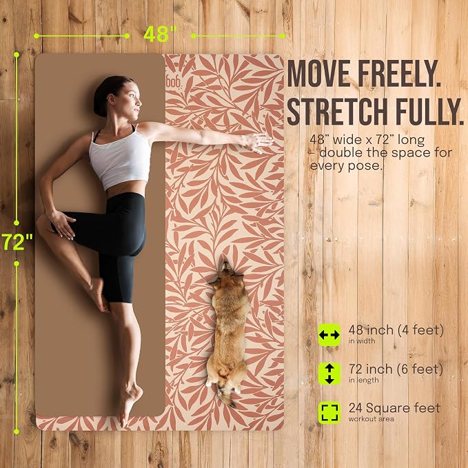 Gogokiwi Large Yoga Mat – 1/4" & 1/2" Thick Exercise Mats - Image 3