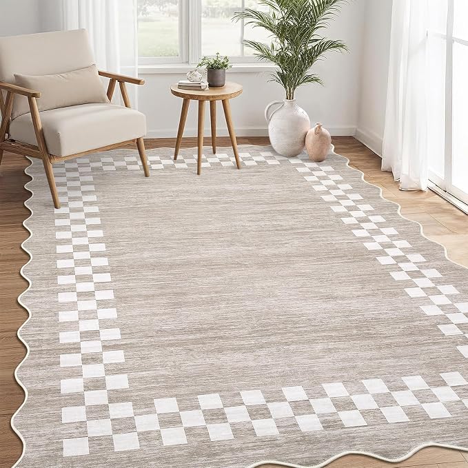 Small Bedroom Area Rug 3x5 Checkered Area Rug by GarveeHome