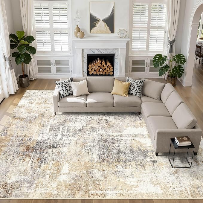 10x13 Area Rug Living Room: Washable Large Abstract Modern Soft Rugs Stain by LOONGRUG