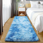 ONASAR Runner Rugs for Bedroom Living Room, Fluffy Tie-Dyed Blue 2x6 Bedside - Image 7