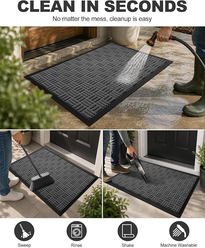 Mibao Front Door Mat Outdoor Entrance, Waterproof Dirt Trapper Doormat - Image 4