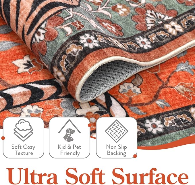 Moynesa Tiger 5x7 Area Rug, Boho Washable Living Room Rug, Non Slip Rugs - Image 4