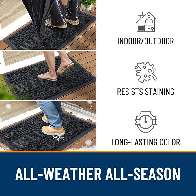 OLANLY Welcome Door Mat Indoor Outdoor Entrance, Heavy Duty Sturdy Front Door - Image 4