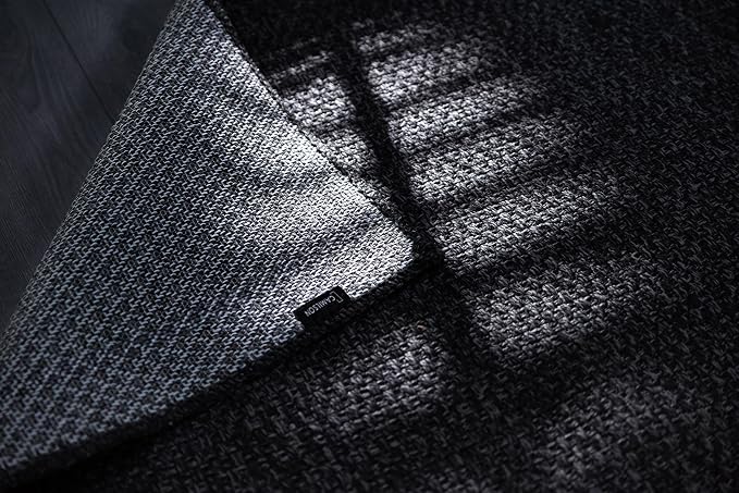 CAMILSON Indoor and Outdoor Runner Rug Dark Gray Black Solid Boho Woven Design - Image 4