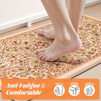 Collive Fall Orange Floral Kitchen Mats, Cushioned Anti Fatigue Kitchen Rug Set - Image 3