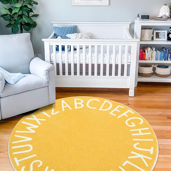Topotdor Round Kids Play Rug Alphabet Nursery Area Rug Extra Large Soft - Image 9