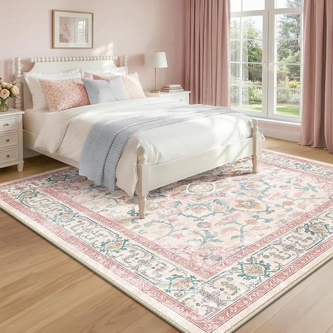 CAPALOCA Machine Washable Rugs Nursery Rug Sq6ft Cute Girl Non Slip Low Pile by CAPALOCA
