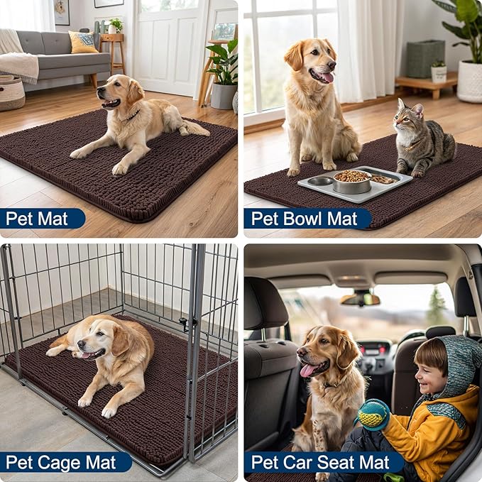 Smiry Dog Door Mat for Muddy Paws 70x24, Absorbent Dirt Trapper, Non-Slip - Image 6