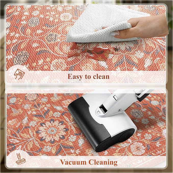 KIMODE Anti Fatigue Mat for Kitchen Floor Non Slip, Boho Vintage Floral Kitchen - Image 5