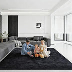 8x10 Area Rugs for Living Room, Large Fluffy Black Rugs for Bedroom, Fuzzy Shag by Unknown