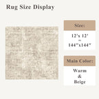 12x12ft Square Living Room Rug – Non-Slip Washable Extra Large Floor Carpet - Image 2