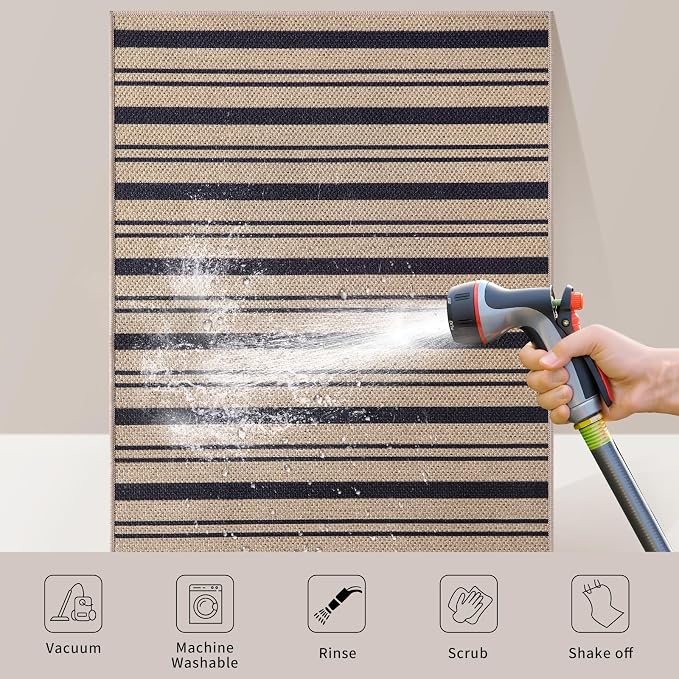 Tangsoo Stripe Easy Jute Rug, Ultra Thin 2x3 Outdoor Rug - Image 7