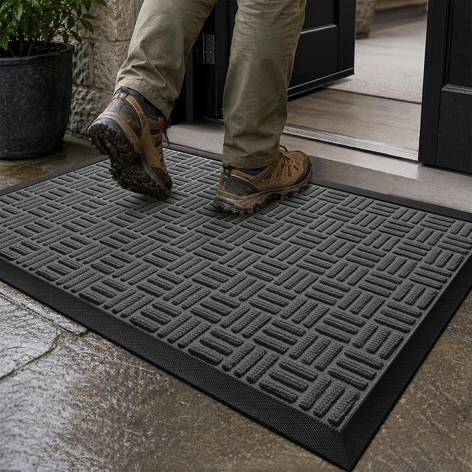 Mibao Front Door Mat Outdoor Entrance, Waterproof Dirt Trapper Doormat by Mibao