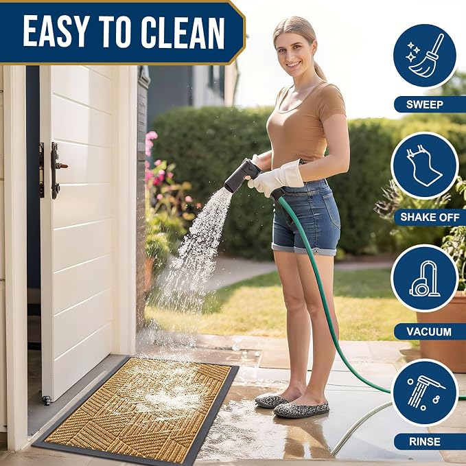 Smiry Front Door Mat Outside Entrance, Heavy Duty Sturdy Natural Rubber Doormat - Image 6