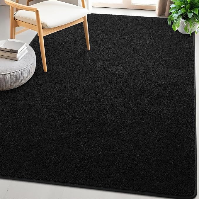 7x10 Feet Black Area Rugs for Bedroom, Indoor Washable Memory Foam Rug for - Image 8