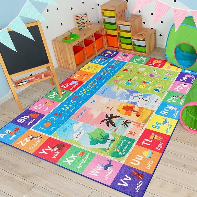 Macgace ABC Kids Rug for Playroom, 3x5 Washable Classroom Area Rugs, Toddler by Macgace