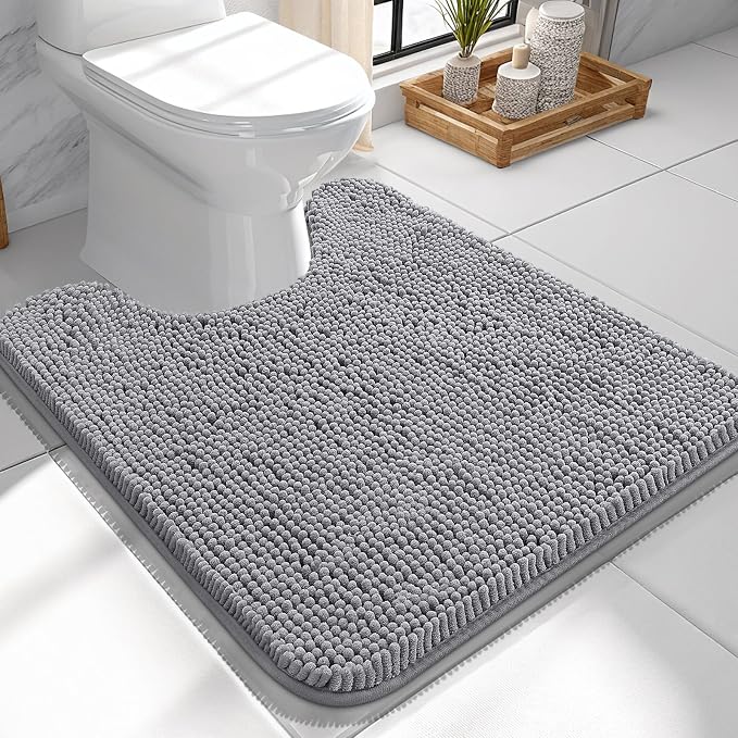 OLANLY Toilet Rugs U-Shaped 24x24, Extra Soft Absorbent Chenille Contour by OLANLY