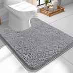 OLANLY Toilet Rugs U-Shaped 24x24, Extra Soft Absorbent Chenille Contour by OLANLY
