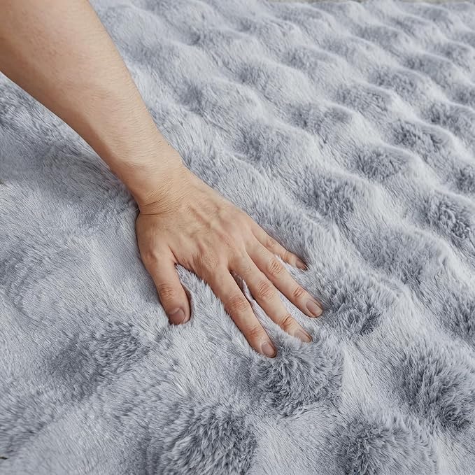 Gray Rabbit Plush Rug 2'x3', Fluffy Shaggy Area Rug - Image 5