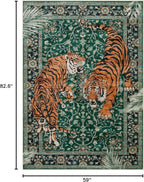 Moynesa Tiger 5x7 Area Rug, Boho Washable Living Room Rug, Non Slip Green Rugs - Image 2