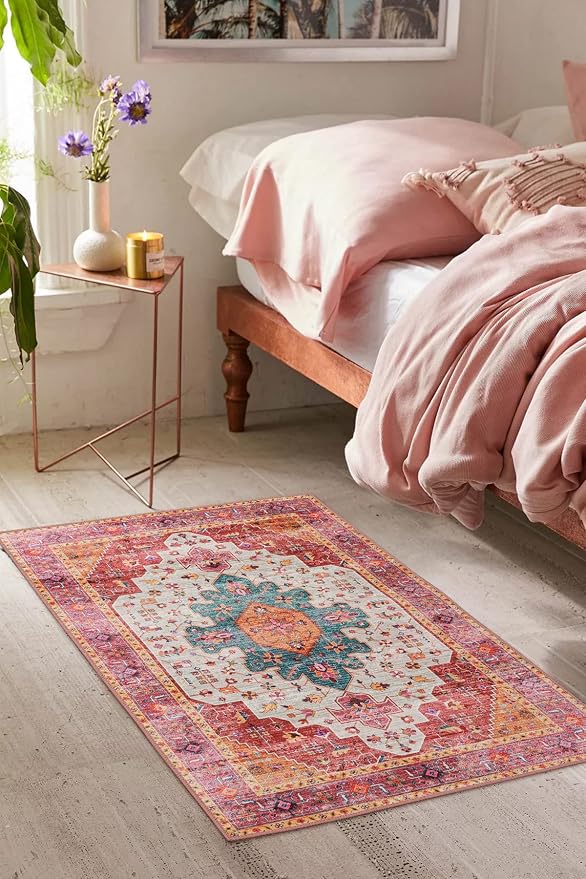 Moynesa Ultra-Thin Washable Pink Area Rug - Image 7