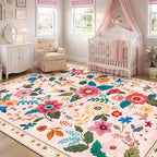 RELEANY Floral 7x9 Area Rugs Washable Print Boho Cute Carpet Non Slip Flower - Image 2