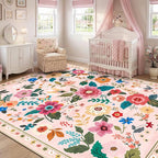 RELEANY Floral 9x12 Area Rugs Washable Print Boho Cute Carpet Non Slip Flower - Image 2