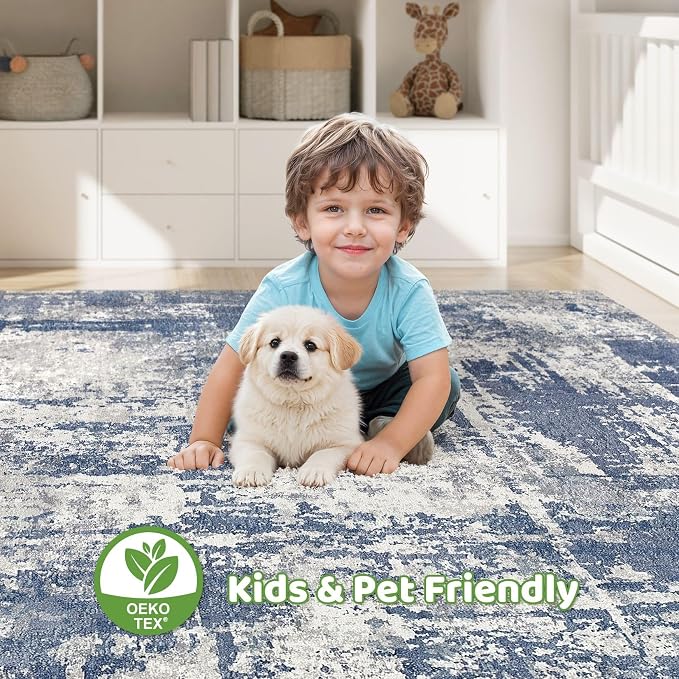 8x10 Area Rugs Living Room: Washable Large Abstract Modern Soft Rug Stain - Image 6