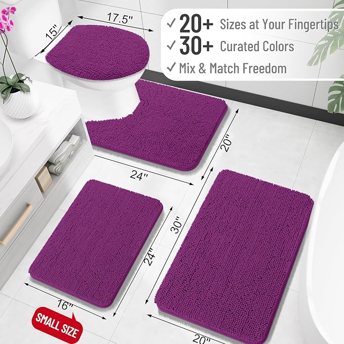 OLANLY Bathroom Rugs 32x20, Extra Soft Absorbent Chenille Bath Rugs, Rubber - Image 2