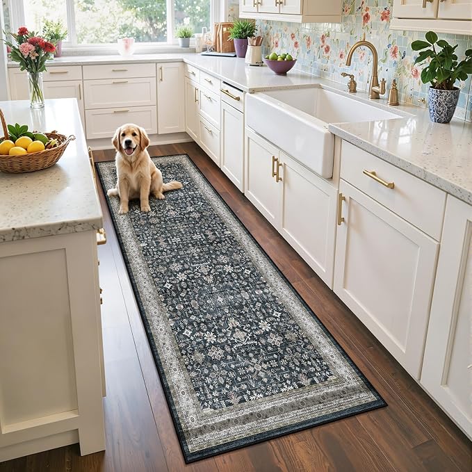 Rug for Hallways Kitchen Rug 2'6" x 14' Ashen, Non Slip Washable Rugs - Image 8