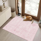 Rugxara 2x3 Entryway Rug Door Mat, Washable Boho Pink Samll Entry Rug, Non Slip - Image 3