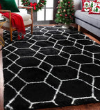 ONASAR 5x7 Area Rugs for Living Room Bedroom, Fluffy Black and White Rug - Image 7