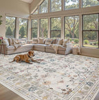 Rugxara 9x12 Rugs for Living Room & Bedroom, Floral Washable Rug, Boho Area Rug - Image 3