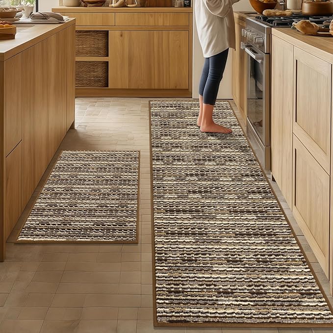 Kitchen Rugs Sets of 2-Non Slip Kitchen Mats by BSICPRO