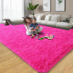 qulint Hot Pink Area Rug for Living Room, 6x9 Area Rug Soft Shag Fluffy Rug for - Image 7