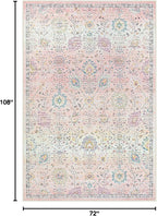 Lahome Girls Bedroom Pink Rug 6x9, Soft Washable Floral Area Rug, Non Slip - Image 2