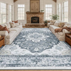 RELEANY Area Rugs Large 10'x12' Washable Non-Slip, Floral Vintage Distress - Image 2
