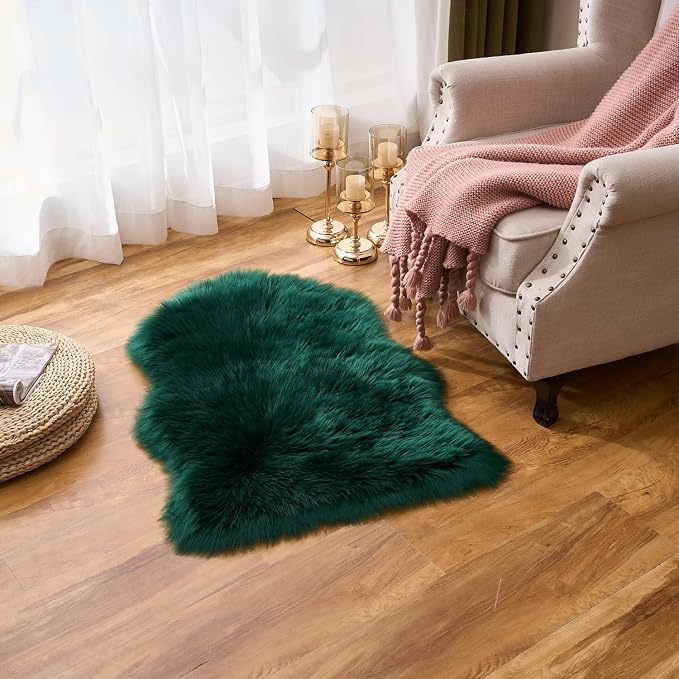 EasyJoy Ultra Soft Fluffy Shaggy Area Rug Faux Fur Rug Chair Cover Seat Pad - Image 5