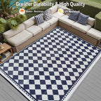 HUGEAR Outdoor Waterproof Rug 8'x10' Plastic Straw Rugs Washable Reversible - Image 4