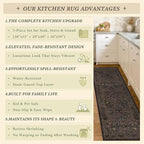 Taupe Brown Kitchen Rug Set of 3, Washable Non-Slip Mats - Image 6