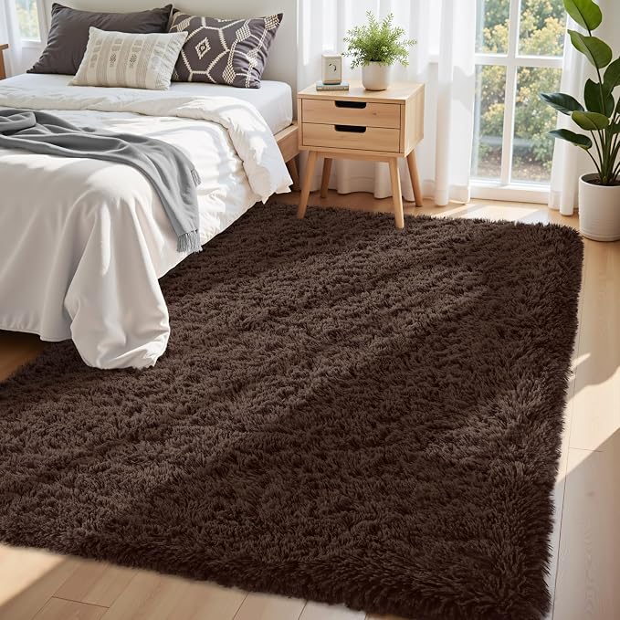 6x9 Area Rugs for Living Room:Ultra Soft Fluffy Shag Brown Rug, Large Fuzzy - Image 4