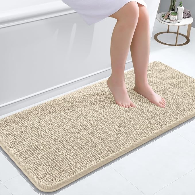 OLANLY Bathroom Runner Rugs 47x20, Extra Soft Absorbent Chenille Bath Rugs by OLANLY