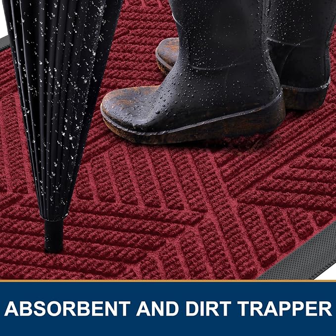 Smiry Front Door Mat Outside Entrance, Heavy Duty Sturdy Natural Rubber Doormat - Image 3