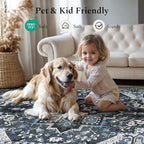 Rugflix 4x6 Area Rugs Machine Washable, Dark Navy Blue Carpet - Image 5
