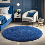 Ophanie Round Rug 4Ft Blue Circle Area Rug, Boys Room Decor, Fluffy Fuzzy by Ophanie