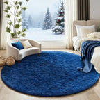 Ophanie Round Rug 6Ft Blue Circle Area Rug, Boys Room Decor, Fluffy Fuzzy - Image 5